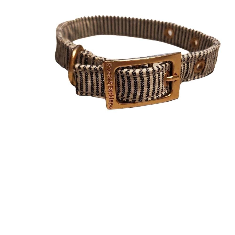 Boots and Barkley 13 inch Blue White Striped Gold Buckle Dog Collar